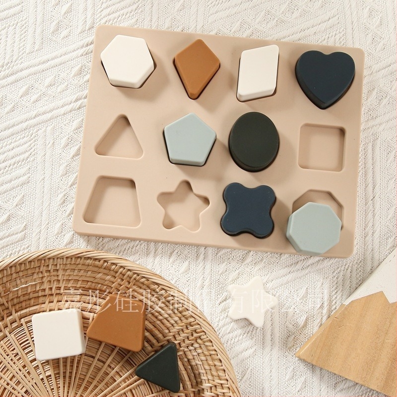 Szilikonból készült 3D puzzle játék gyerekeknek 0–3 éveseknek, oktató és rágó, Montessori családi tanulás