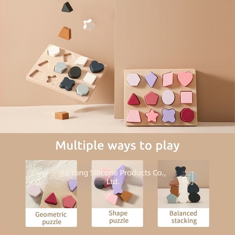 Szilikonból készült 3D puzzle játék gyerekeknek 0–3 éveseknek, oktató és rágó, Montessori családi tanulás