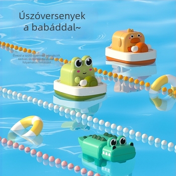 Műanyag fürdőjáték felhúzható mechanizmussal 0–2 éveseknek – geometriás állatok, privát címke elérhető