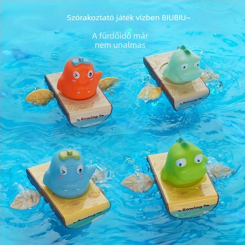 Műanyag fürdőjáték felhúzható mechanizmussal 0–2 éveseknek – geometriás állatok, privát címke elérhető