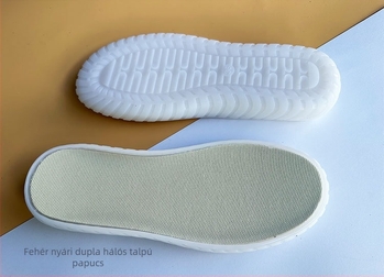 Horgolt puff virágos papucs kristályos talppal — PVC anyag, fonalas háló, Tendon Jelly dísz, egész éves viselet, szabadidős és elegáns közlekedés