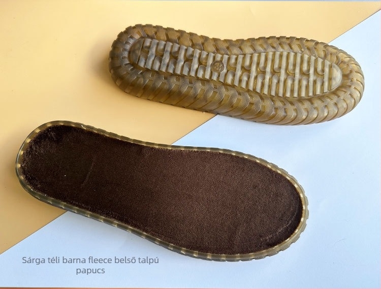 Horgolt puff virágos papucs kristályos talppal — PVC anyag, fonalas háló, Tendon Jelly dísz, egész éves viselet, szabadidős és elegáns közlekedés