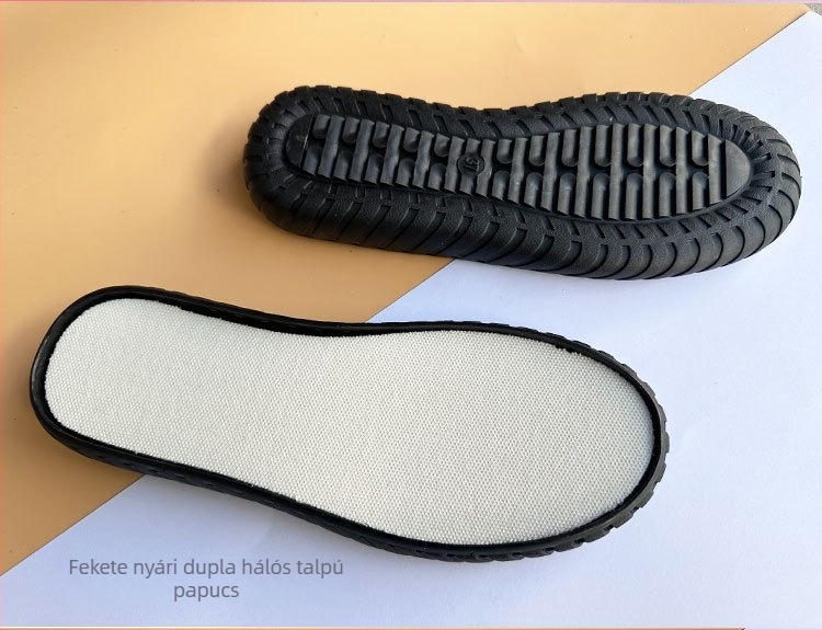 Horgolt puff virágos papucs kristályos talppal — PVC anyag, fonalas háló, Tendon Jelly dísz, egész éves viselet, szabadidős és elegáns közlekedés