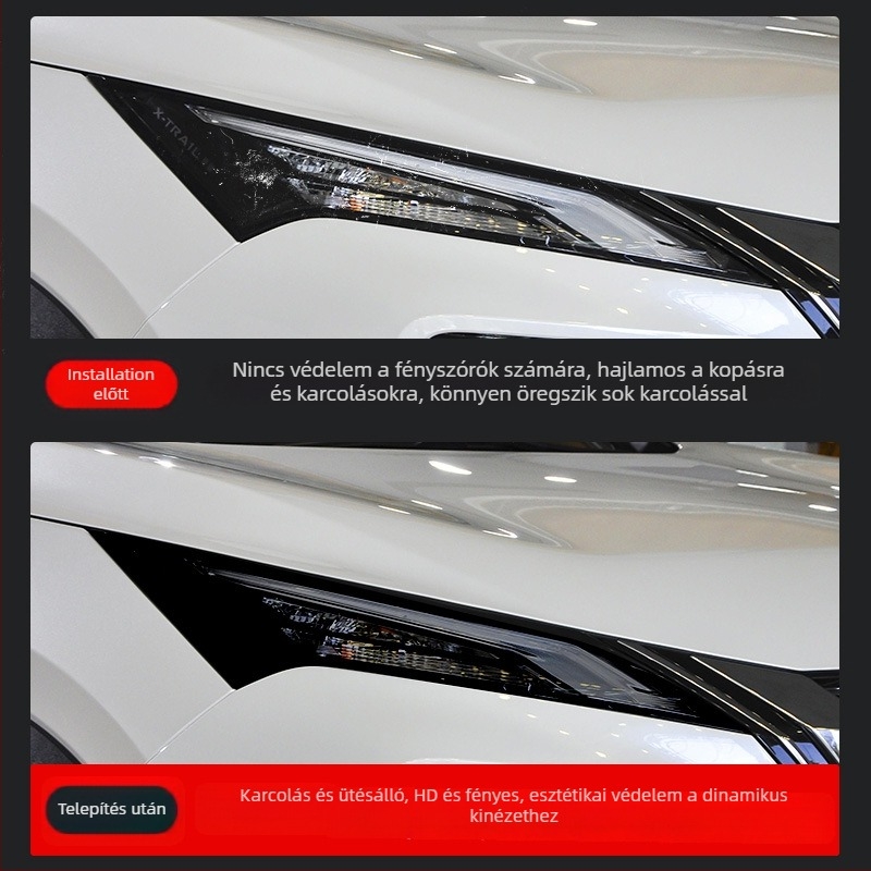 TPU átlátszó védőfilm Nissan X-Trail 2021-es modellhez – elülső és hátsó lámpák védelme, testreszabható kivitelezés