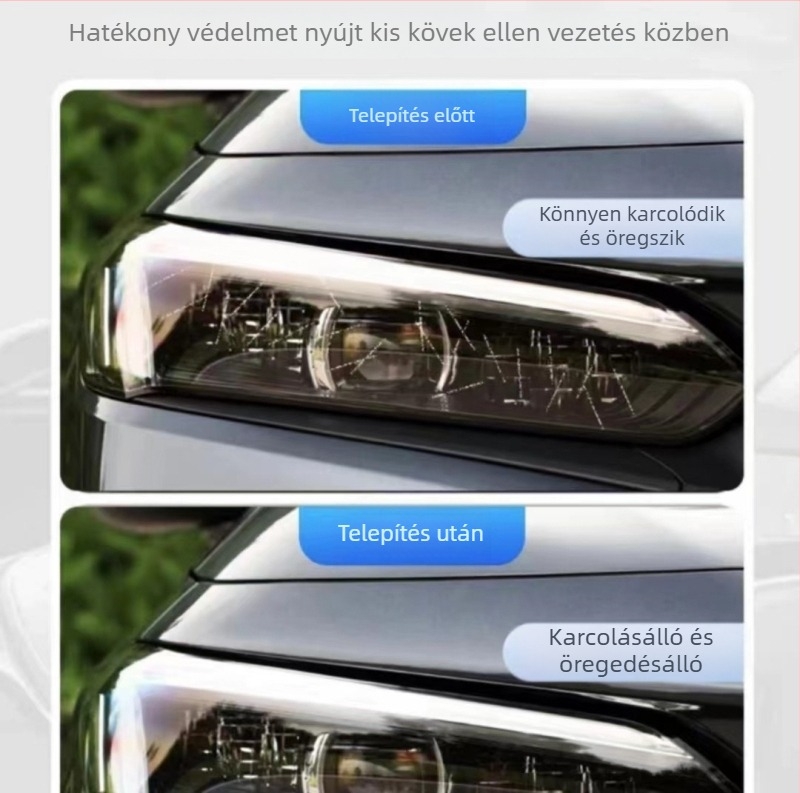Honda Civic 11. és 10. generációs fényszóró fólia – füstös, átlátszó fotokromatikus színváltó fólia, JDM Black Warrior stílus