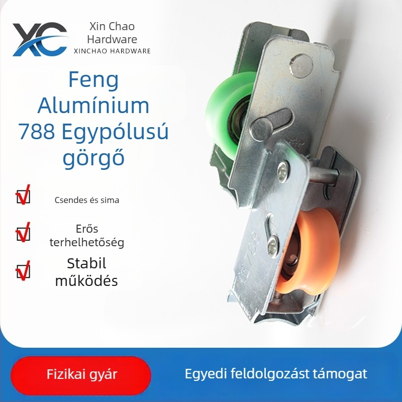 Egyajtó- és ablaknyíló görgő — test alumíniumötvözetből, nejlon görgő acél csapágyakkal, kötélcsatorna radiusz 1, modern minimalist stílus
