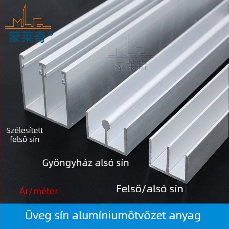 Monledge keret nélküli üveg sínkészlet, 8 mm, felső és alsó vezető sín üveg tolóajtókhoz