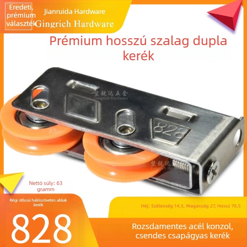 Csúszó ajtó/ablak görgő készlet, rozsdamentes acél, csendes csapágy, modell 828, külső átmérő 29 mm, teherbírás 35 kg