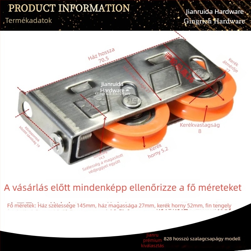 Csúszó ajtó/ablak görgő készlet, rozsdamentes acél, csendes csapágy, modell 828, külső átmérő 29 mm, teherbírás 35 kg
