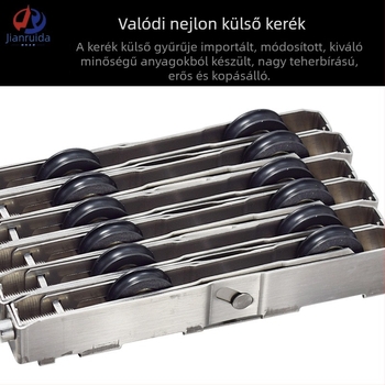 70-es modellű csúszó ajtó görgő, dupla kerékkel, 15 mm szélesség, 27 mm magas, 170 mm hosszú, teherbíró, csendes csapágyak, padlóra szerelhető