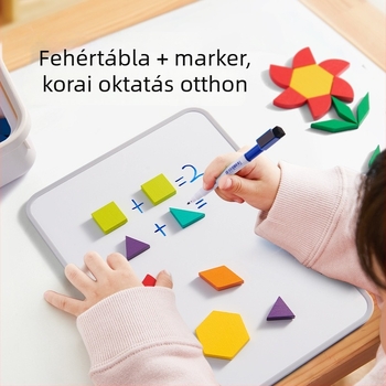 Fából készült mágneses geometriai építőelemekből álló puzzle gyerekeknek, DIY többfunkciós síkpanel, 4–6 évesek, Mideer/Milu
