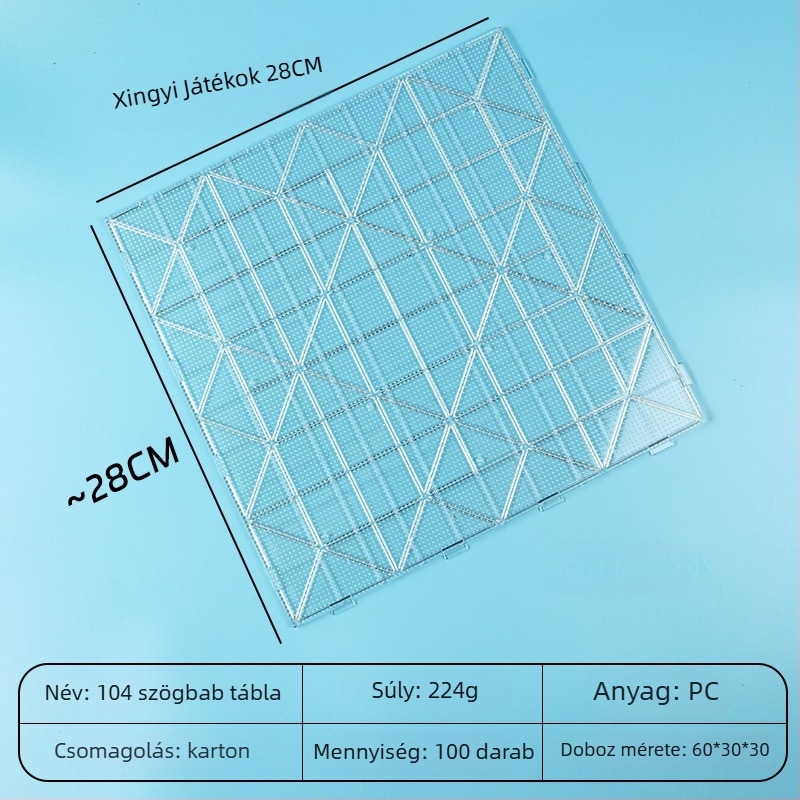Műanyag gyöngy tábla 104 szeggel, magas hőmérséklet-álló, vastag alaplemez, DIY-kompatibilis