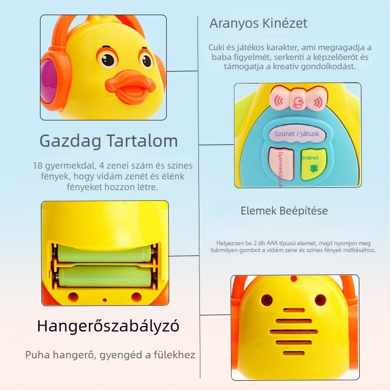 Korai oktatási történetmesélő játék 0–3 éveseknek – zene és hang, műanyag, elemről működik, memória nélkül