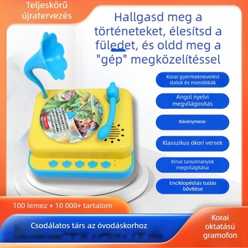 Gyerekeknek szóló olvasó eszköz zene és beszéd funkcióval, műanyag ház, USB töltés, 4–6 éveseknek