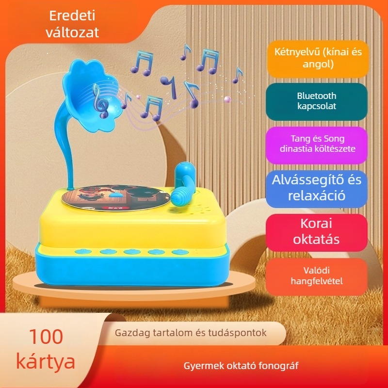 Gyerekeknek szóló olvasó eszköz zene és beszéd funkcióval, műanyag ház, USB töltés, 4–6 éveseknek
