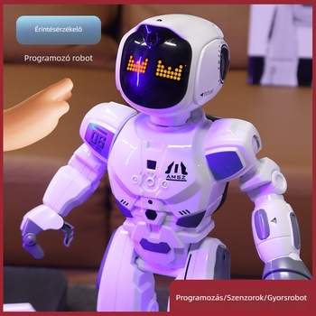 Intelligens programozható robot korai oktatáshoz – sokoldalú interaktív játék távirányítással, újratölthető lítium akkumulátor, zene és érzelmi interakció, érintésérzékelés, 4–6 éveseknek