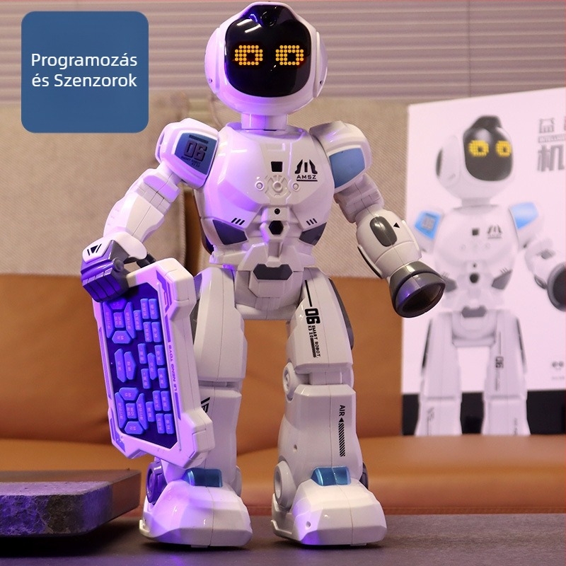 Intelligens programozható robot korai oktatáshoz – sokoldalú interaktív játék távirányítással, újratölthető lítium akkumulátor, zene és érzelmi interakció, érintésérzékelés, 4–6 éveseknek