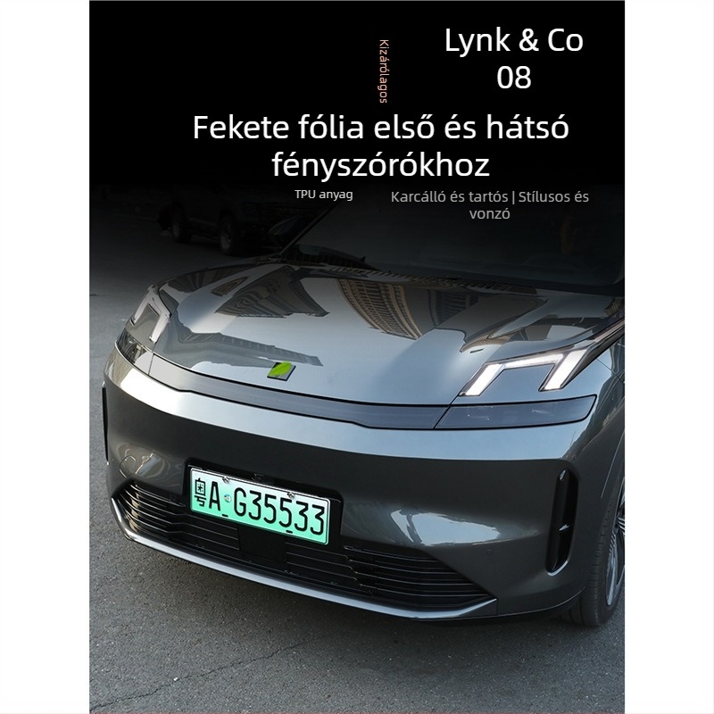 Lynk & Co 08 fényszóró sötétítő fóliája, DRL- és hátsó lámpa színváltó fólia — külső módosítás védő matrica