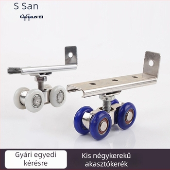 Kis ötvözetű görgő négy kerékkel tolóajtókhoz és függő sínhez, maximális teher 75 kg