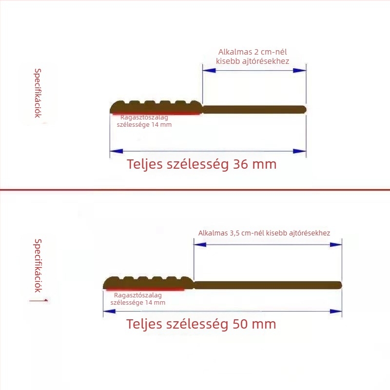 Ajtó alja szigetelő szalag, szélálló, por- és rovar elleni védelem, hálószoba ajtókhoz, 36/50 mm széles, modell B05, modern minimalist stílus