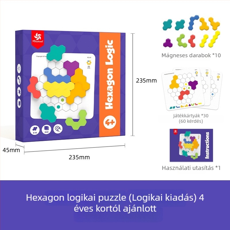 Pinwheel mágneses 3D puzzle méhsejtes mintázattal gyerekeknek 4-6 éveseknek