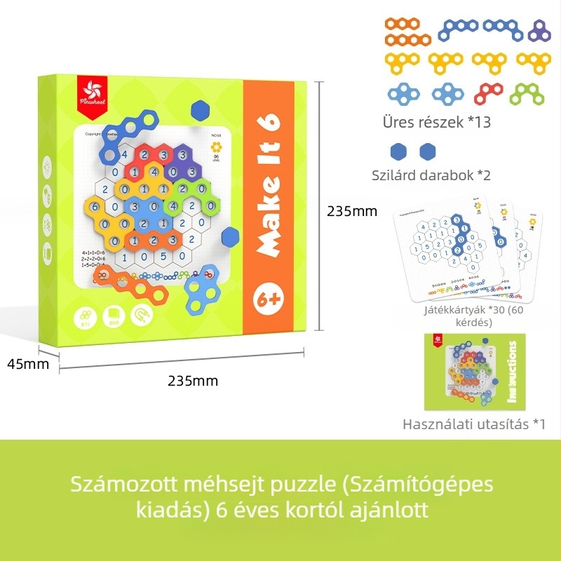 Pinwheel mágneses 3D puzzle méhsejtes mintázattal gyerekeknek 4-6 éveseknek