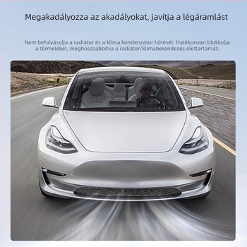 Tesla Model 3/Y-hoz készült radiátorgrill védőháló, integrált rovarvédő háló, levehető, osztott típusú, PC ötvözet anyag
