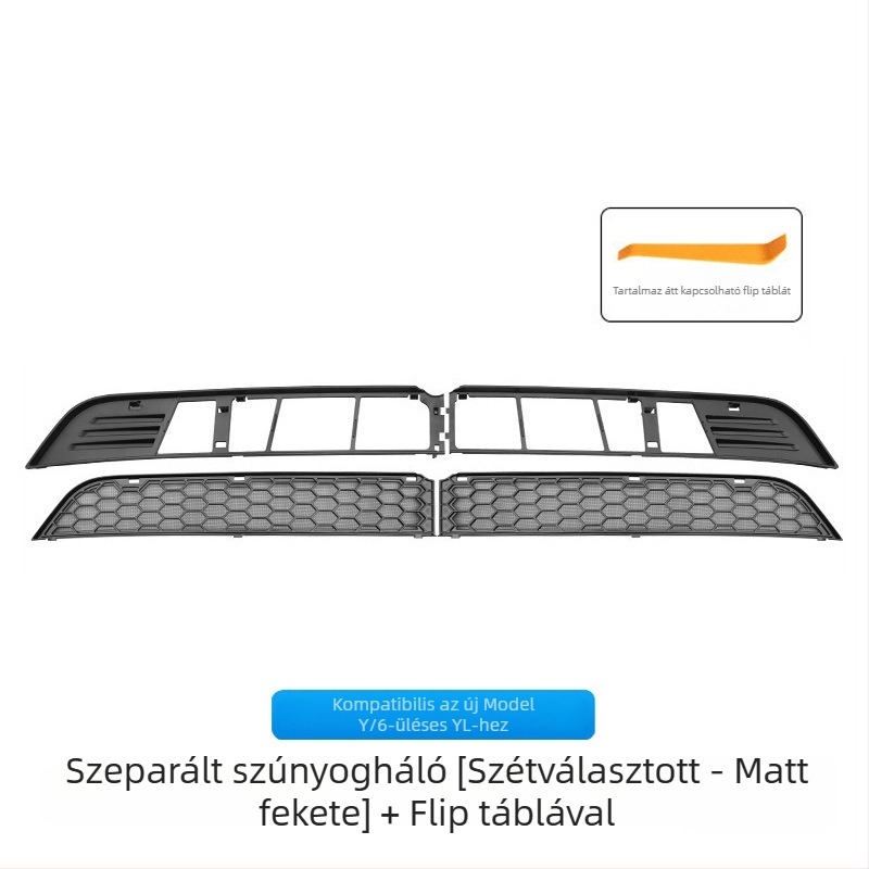 Tesla Model 3/Y-hoz készült radiátorgrill védőháló, integrált rovarvédő háló, levehető, osztott típusú, PC ötvözet anyag