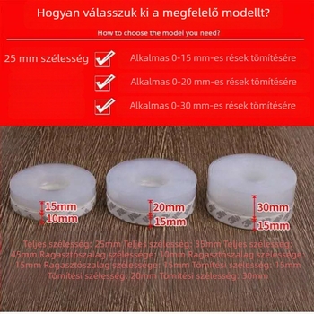 Silikon önszívó ajtó- és ablak tömítő szalag, ajtó réseinek tömítése, alsó szél elleni védelem, hő- és hangszigetelés, vízálló szalag