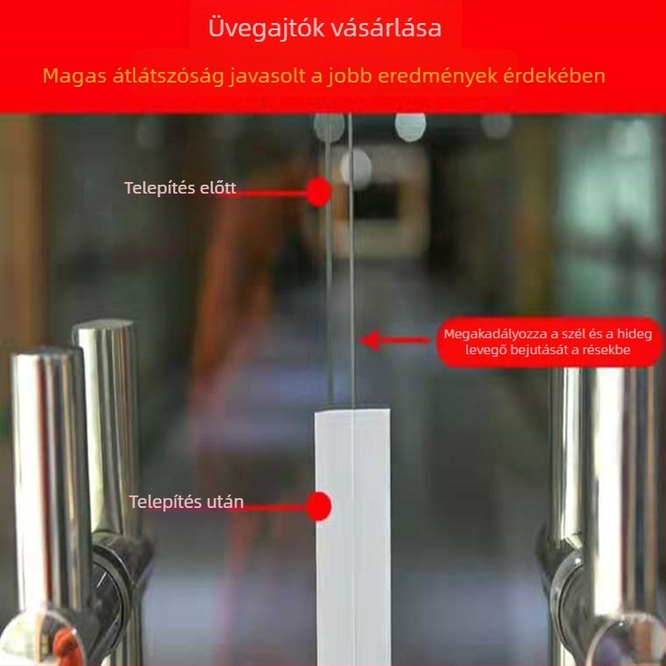Silikon önszívó ajtó- és ablak tömítő szalag, ajtó réseinek tömítése, alsó szél elleni védelem, hő- és hangszigetelés, vízálló szalag