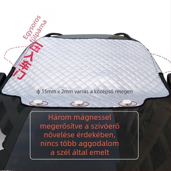 Kártya-beépítéses téli autó előlapjának hóvédője, háromrétegű pamutból, universalis illeszkedés