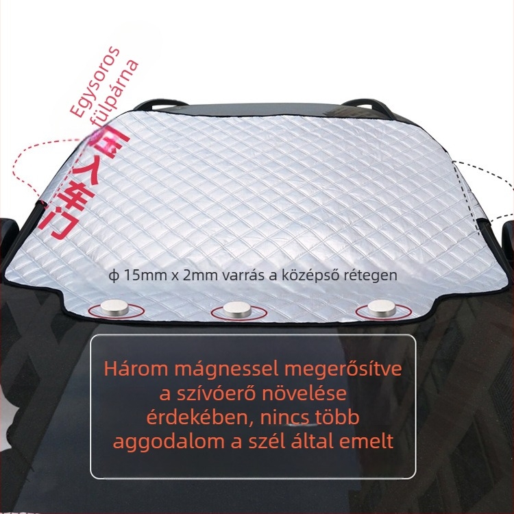 Kártya-beépítéses téli autó előlapjának hóvédője, háromrétegű pamutból, universalis illeszkedés