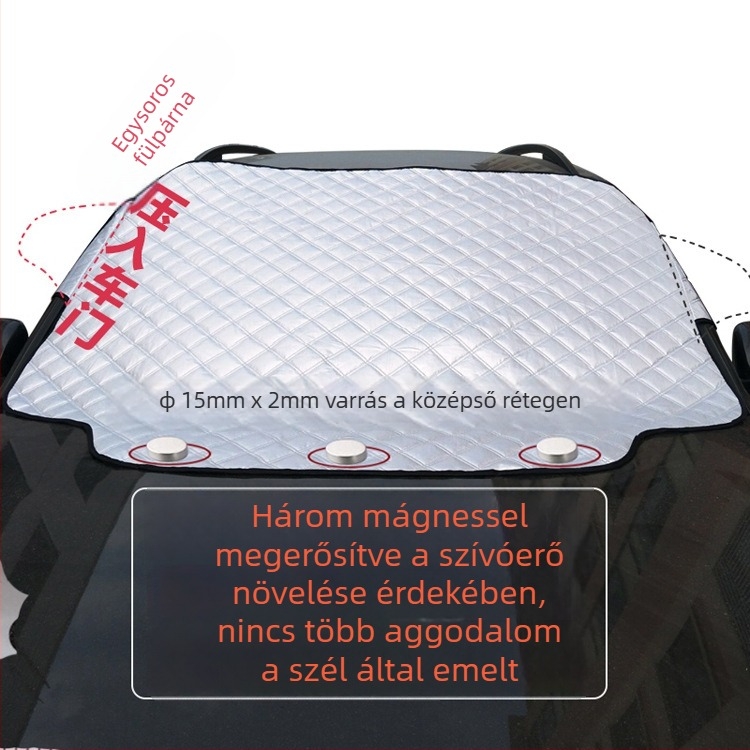 Kártya-beépítéses téli autó előlapjának hóvédője, háromrétegű pamutból, universalis illeszkedés