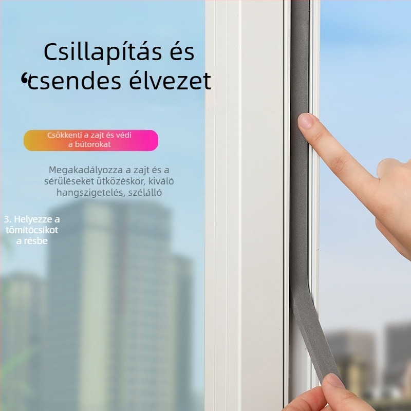 Öntapadós ablak- és ajtószigetelő szalag — szélálló és hangszigetelő tömítés a ajtók és ablakok közötti résekhez, megőrzi a hőt és védi a portól