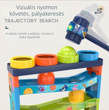 Oktatási játék: Többszintes pályás golyóútvonal, ütőpaneles és kreatív tervezés (Anyag: Műanyag; Korosztály: 4–6 év; DIY: Igen; Logó testreszabás: Igen)