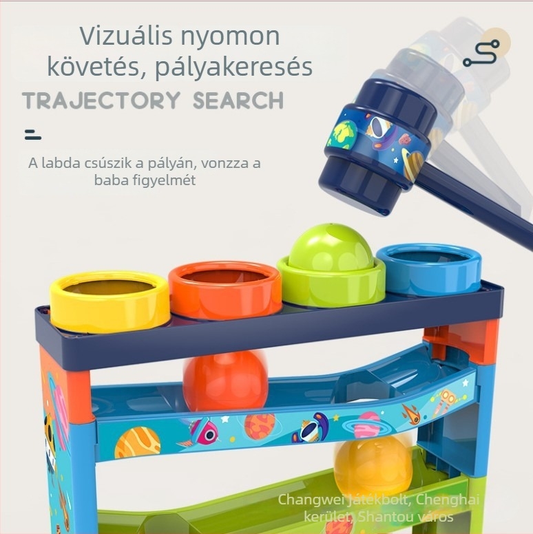 Oktatási játék: Többszintes pályás golyóútvonal, ütőpaneles és kreatív tervezés (Anyag: Műanyag; Korosztály: 4–6 év; DIY: Igen; Logó testreszabás: Igen)