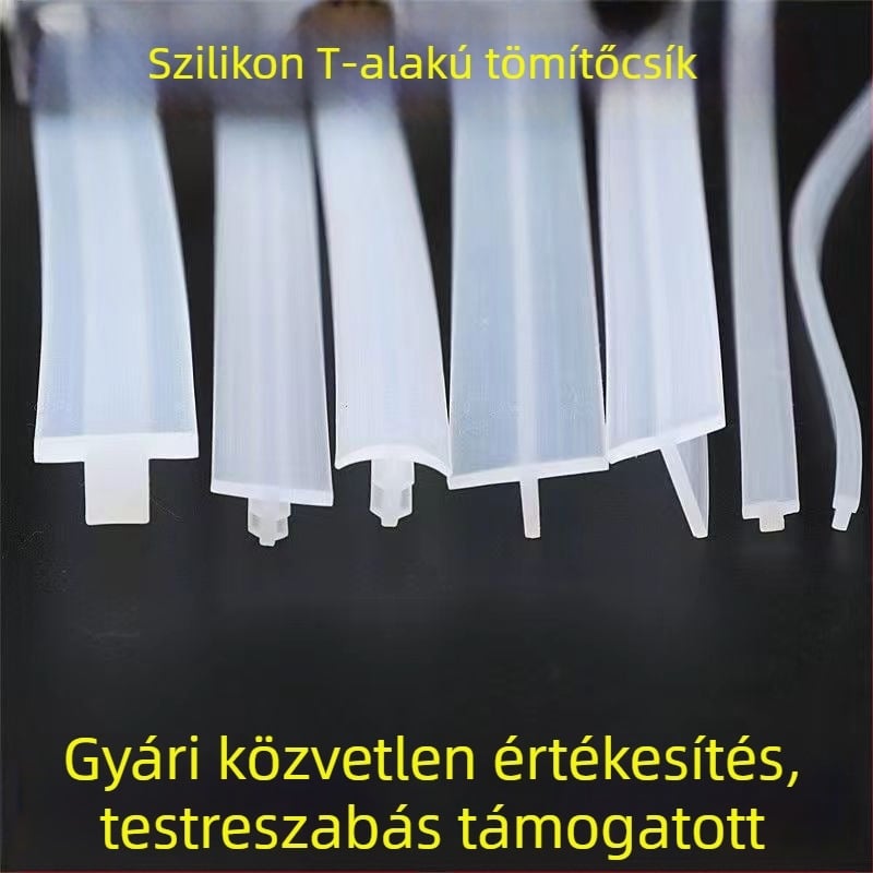 Átlátszó T-formájú szilikon tömítőprofil ajtókhoz és ablakokhoz, hézagok kitöltésére, öregedésálló, hornyolt illesztésű, dekoratív tömítő szalag