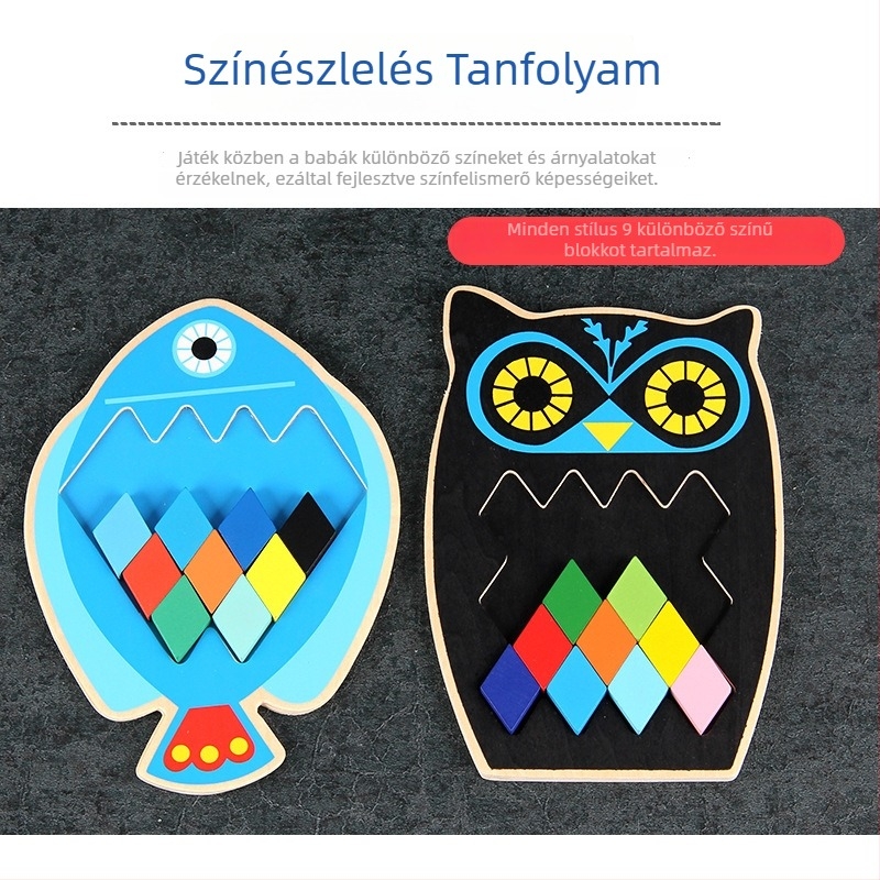 Fából készült háromdimenziós puzzle gyerekeknek, témája állatok karikatúrák, 4–6 éveseknek | Duo Fun márka