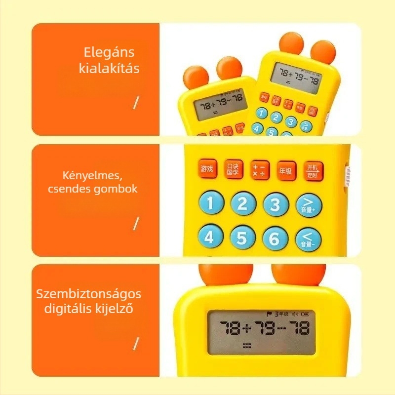 Gyermekek aritmetikai gyakorló készüléke, újratölthető, ABS ház, memória nélküli, 7–14 éveseknek