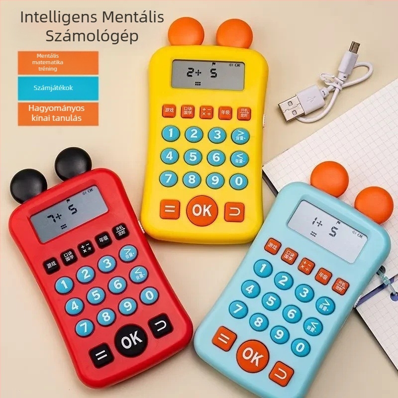 Gyermekek aritmetikai gyakorló készüléke, újratölthető, ABS ház, memória nélküli, 7–14 éveseknek