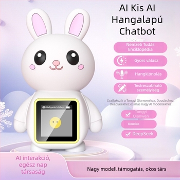AI interaktív Bunnybot játék gyermekeknek, szilikon kivitel, dialógus robot, Wi‑Fi, memória nélküli, lítium akkumulátor, 4–6 éveseknek