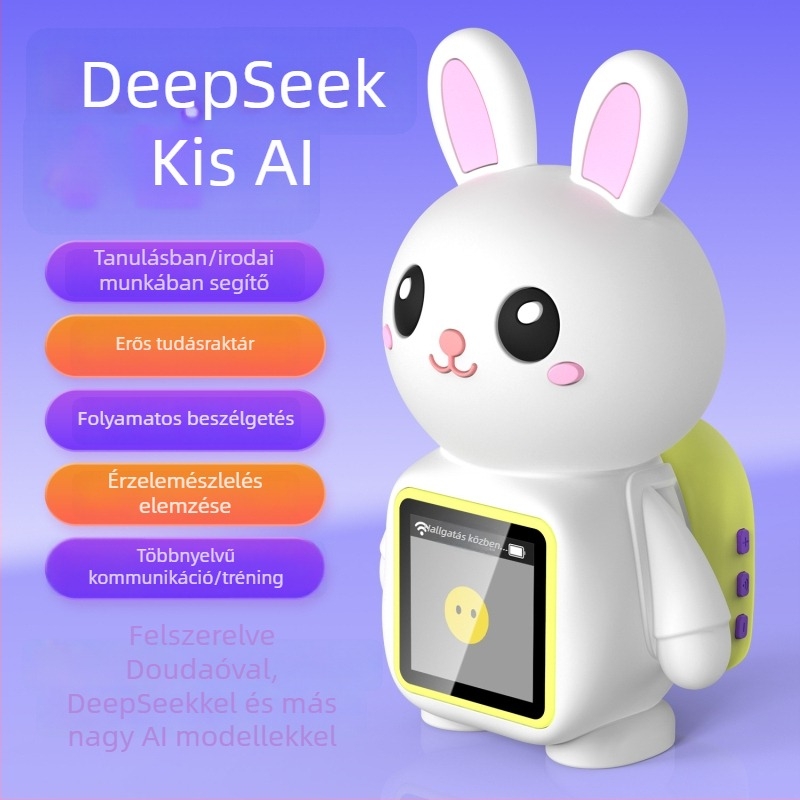 AI interaktív Bunnybot játék gyermekeknek, szilikon kivitel, dialógus robot, Wi‑Fi, memória nélküli, lítium akkumulátor, 4–6 éveseknek