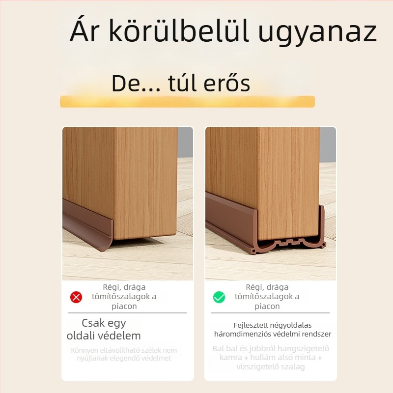 Ajtóhézag-tömítő szalag — kopásálló, szélálló, por- és rovarálló, öntapadós, modell MDMFT-XXX