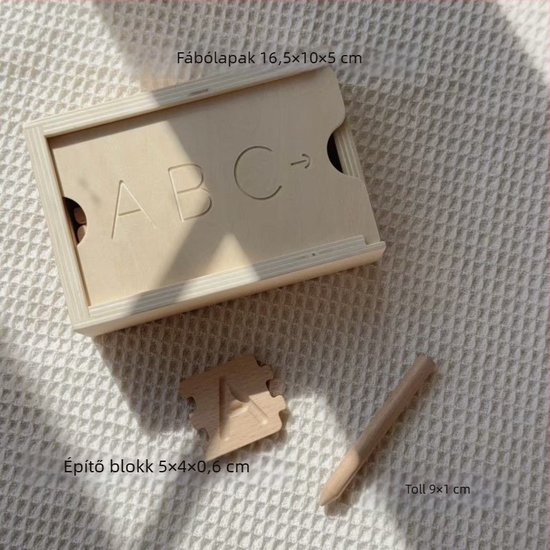Montessori fa betűk – angol ábécé, korai oktatási puzzle játék nagy- és kisbetűkkel, DIY testreszabás és logó OEM