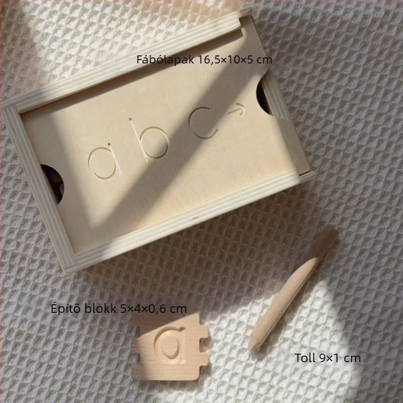 Montessori fa betűk – angol ábécé, korai oktatási puzzle játék nagy- és kisbetűkkel, DIY testreszabás és logó OEM
