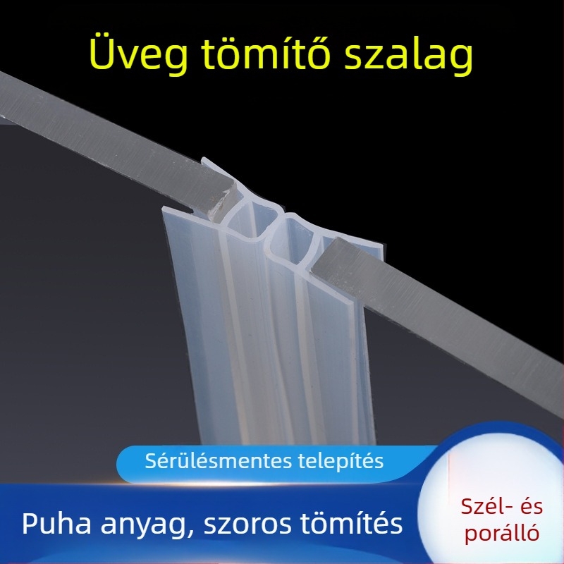 Szilikon tömítő profil keret nélküli üvegajtóhoz fürdőszobai zuhanyzóhoz, H/F/U típus