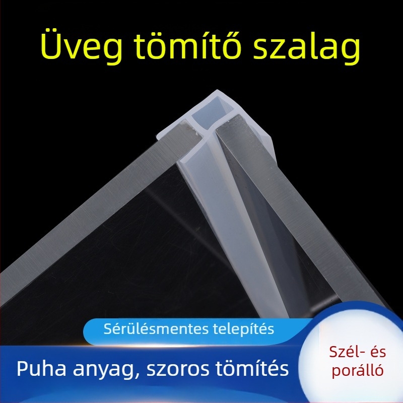 Szilikon tömítő profil keret nélküli üvegajtóhoz fürdőszobai zuhanyzóhoz, H/F/U típus