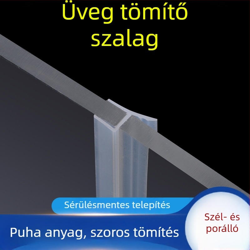Szilikon tömítő profil keret nélküli üvegajtóhoz fürdőszobai zuhanyzóhoz, H/F/U típus