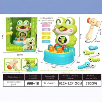Whack-A-Mole oktató játék zenei és hangfunkcióval, műanyag, akkumulátoros működés, 4-6 éveseknek