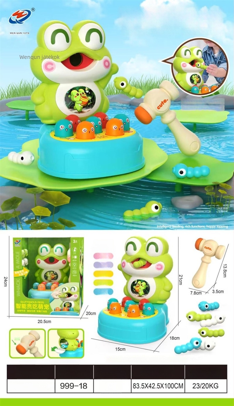 Whack-A-Mole oktató játék zenei és hangfunkcióval, műanyag, akkumulátoros működés, 4-6 éveseknek